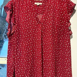 Monday Fun Red & Cream polka dot sleeveless blouse